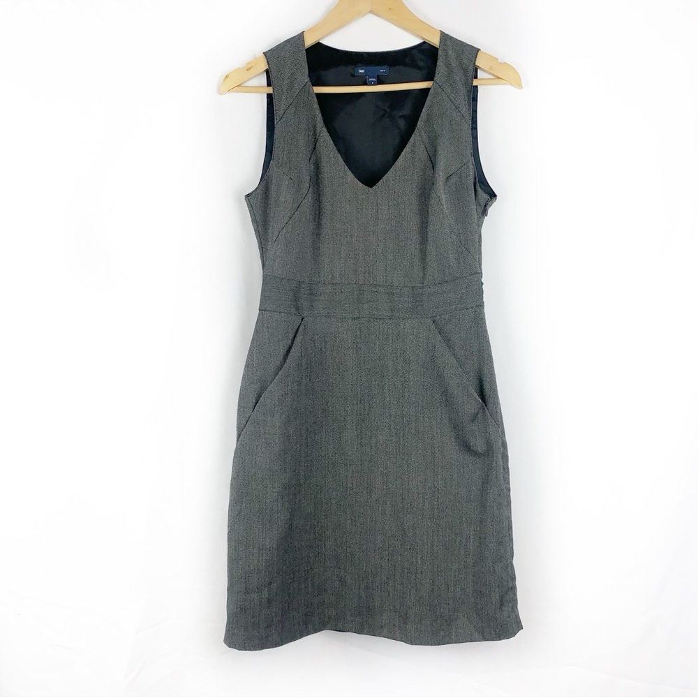Gap Gray Sleeveless V-Neck Dress Office Career Academia
